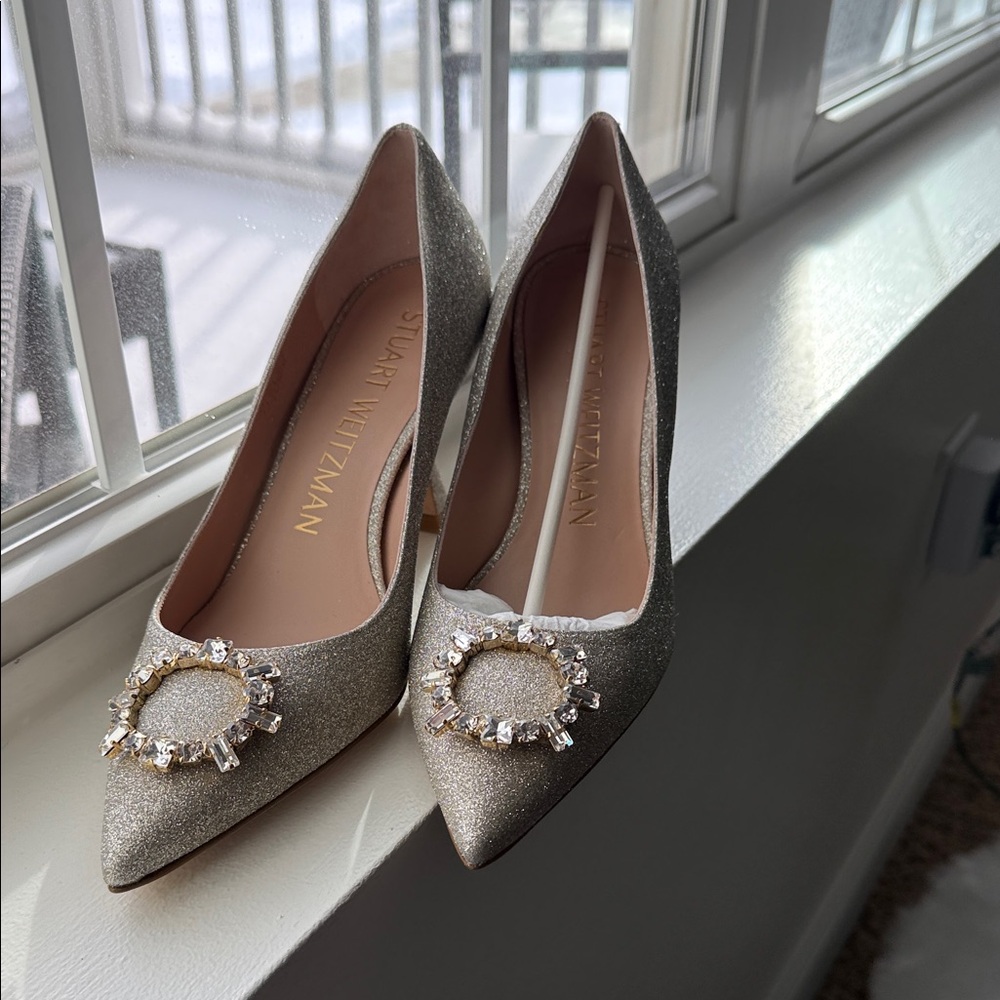 Stuart Weitzman Glitter Embellished Heels